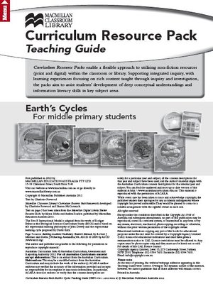 cover image of Earth's Cycles: Teacher's Resource Booklet